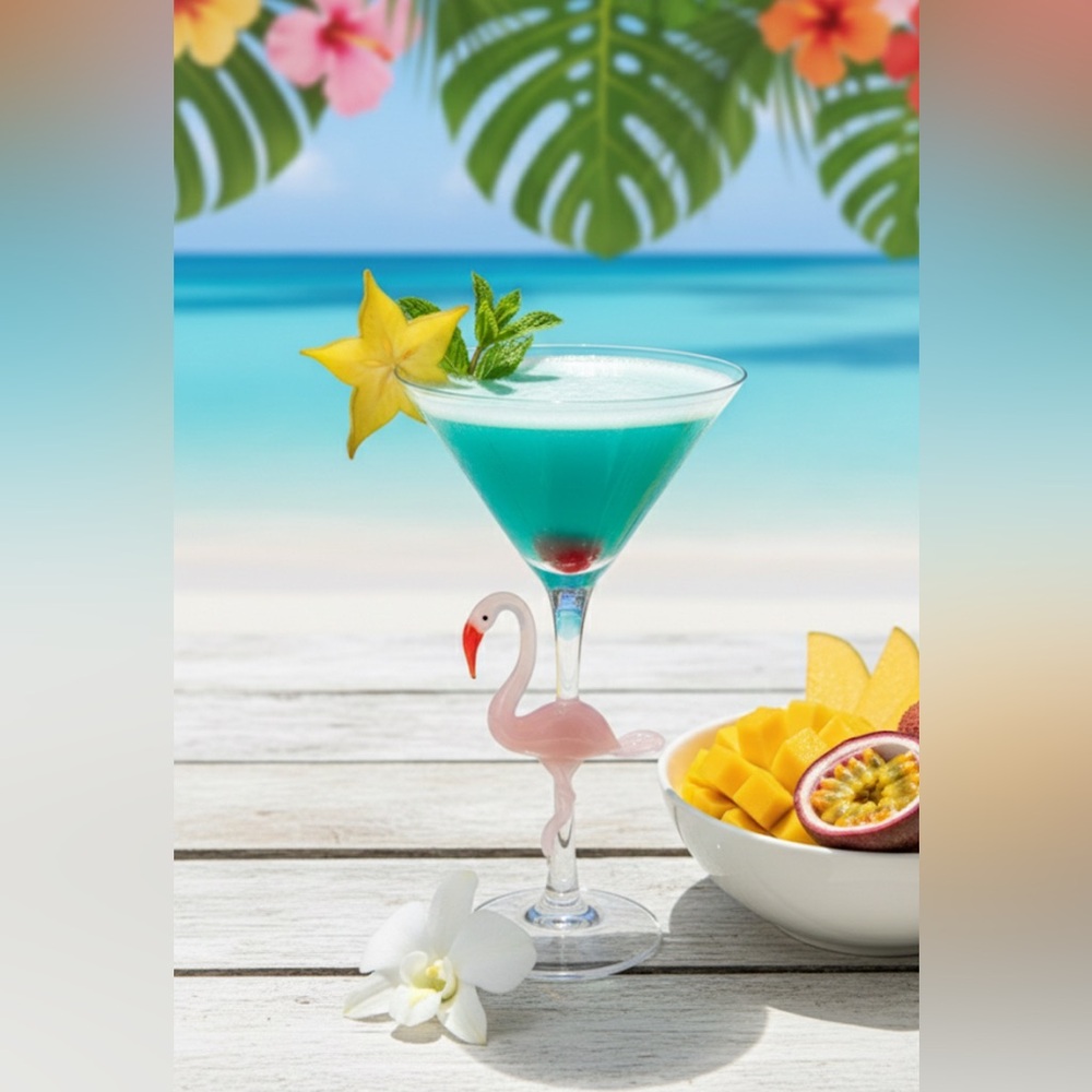 Elegant Hand-Blown Pink Flamingo Cocktail Glass